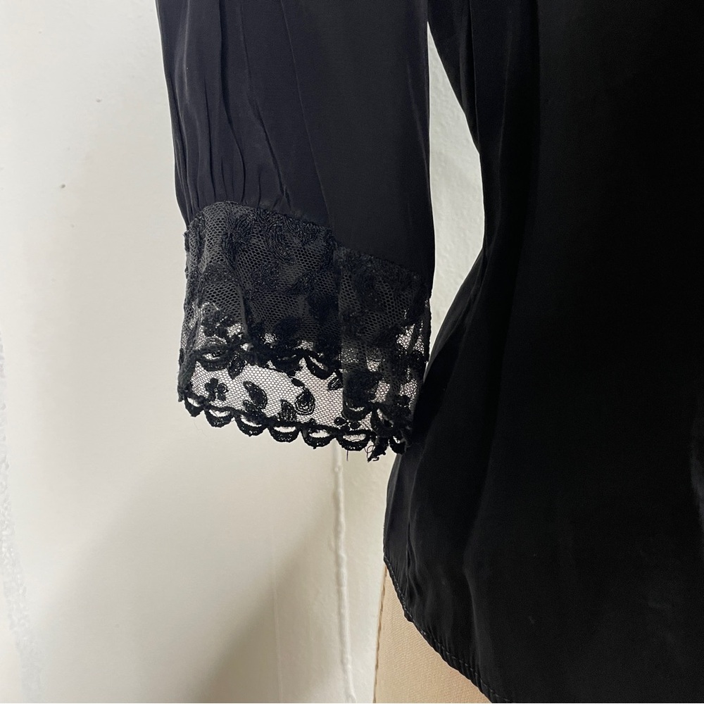 Vintage 1940s Black Rayon Blouse As-Is Distressed - Picture 3 of 8
